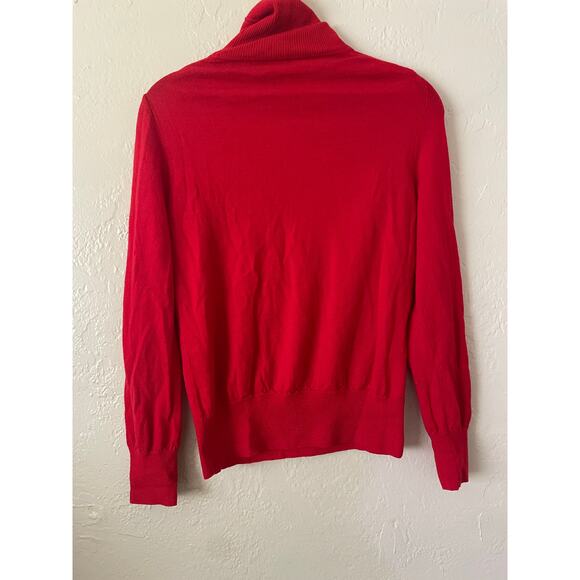 J.Crew Merino Wool Turtle Neck Roll Neck Red Sweater Holidays Christmas Modest M - Picture 3 of 10